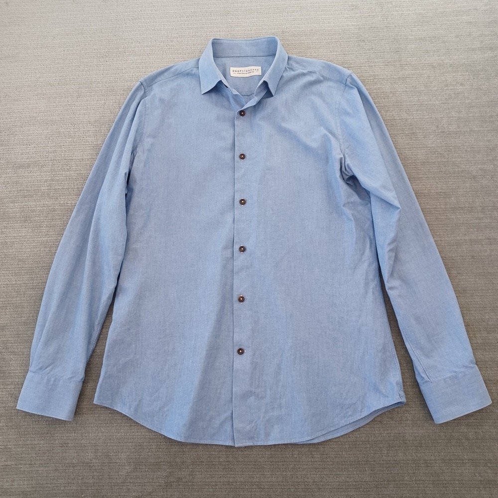 Knot Standard Tessitura Monti Shirt Mens M‎ Blue Long Sleeve Italy Casual Button